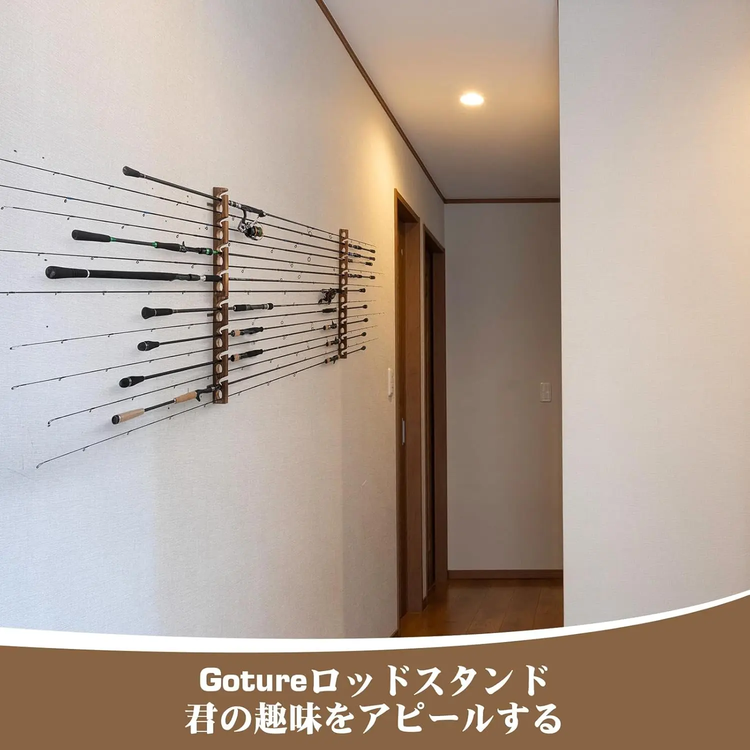 Fishing Rod Rack - Goture 8 Delikli Ahşap Çubuklu Olta