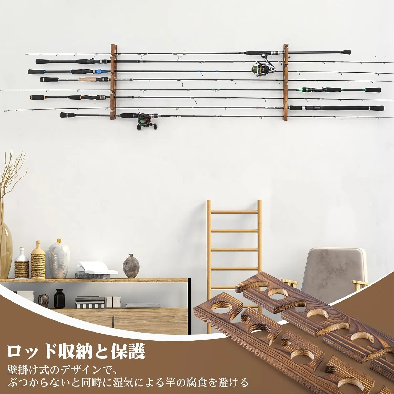 Goture 8 Delikli Ahşap Çubuklu - Fishing Rod Rack incelemesi ve fiyatı